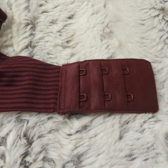 Women's Vanity Fair Flattering Lift Padded Burgundy Striped Lace Bra 38 C New - Picture 10 of 11